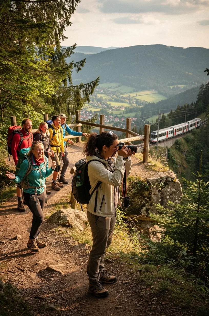 Pendler nutzt komfortable Sitzplätze und Steckdosen im modernen Regionalzug für entspanntes Arbeiten unterwegs.